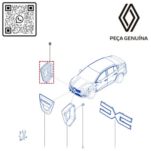 RN 08921R 628908921R EMBLEMA RENAULT DA GRADE DIANT. KARDIAN 3